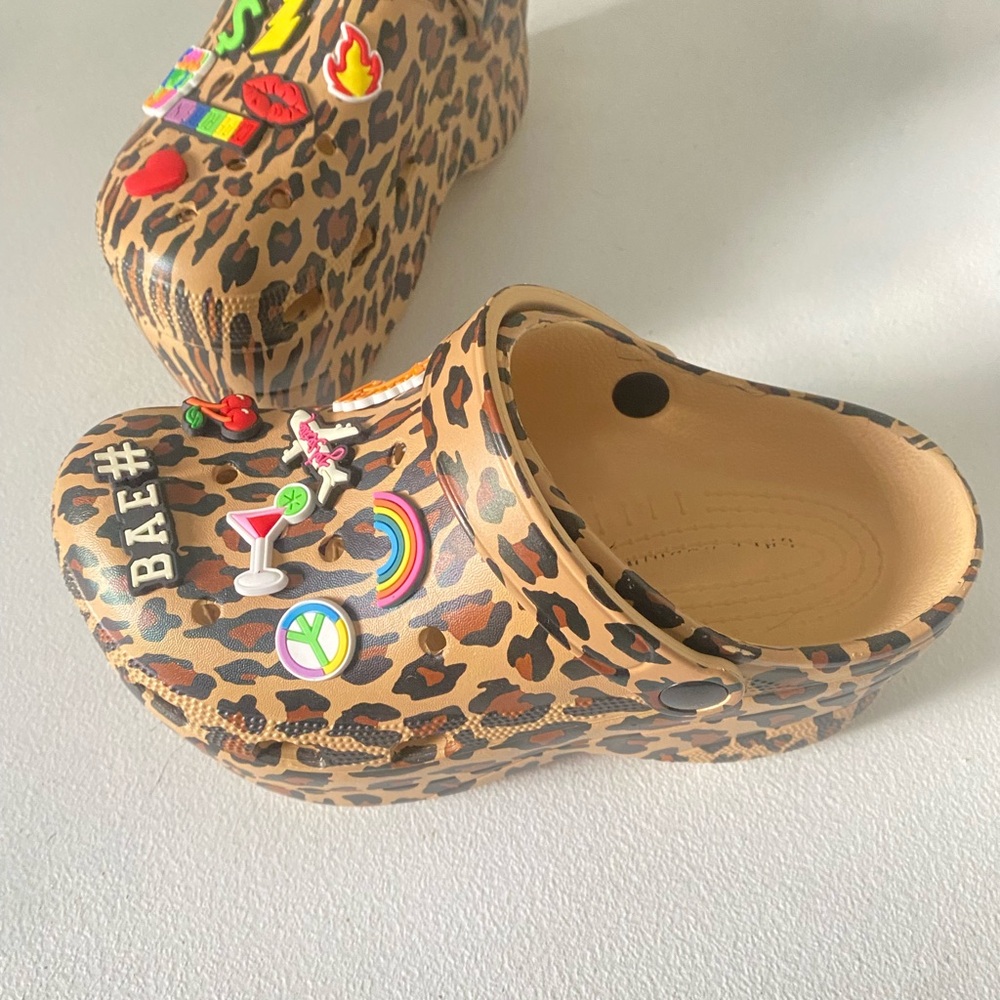 Leopard Print Kids Clogs with Charms